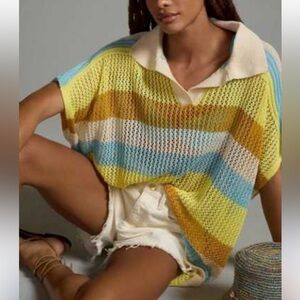 NWT Maeve by Anthropologie knit striped polo kaftan top